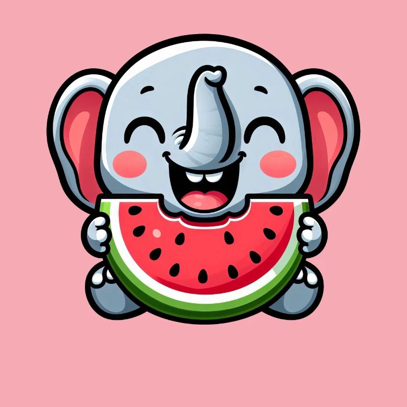 Éléphant mignon avec joie estivale pastèque