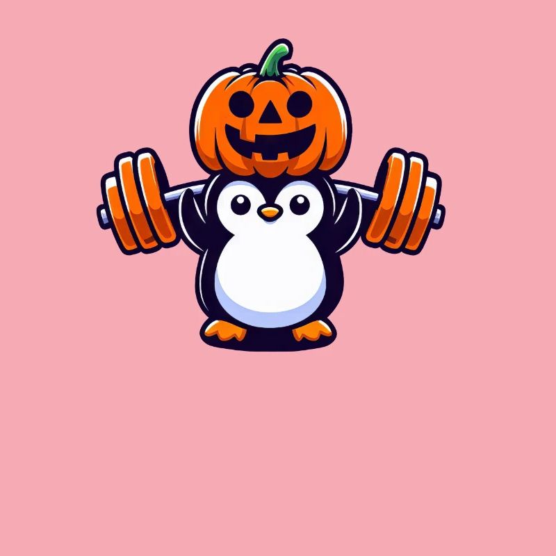 Halloween Penguin Pumpkin Workout Whimsical