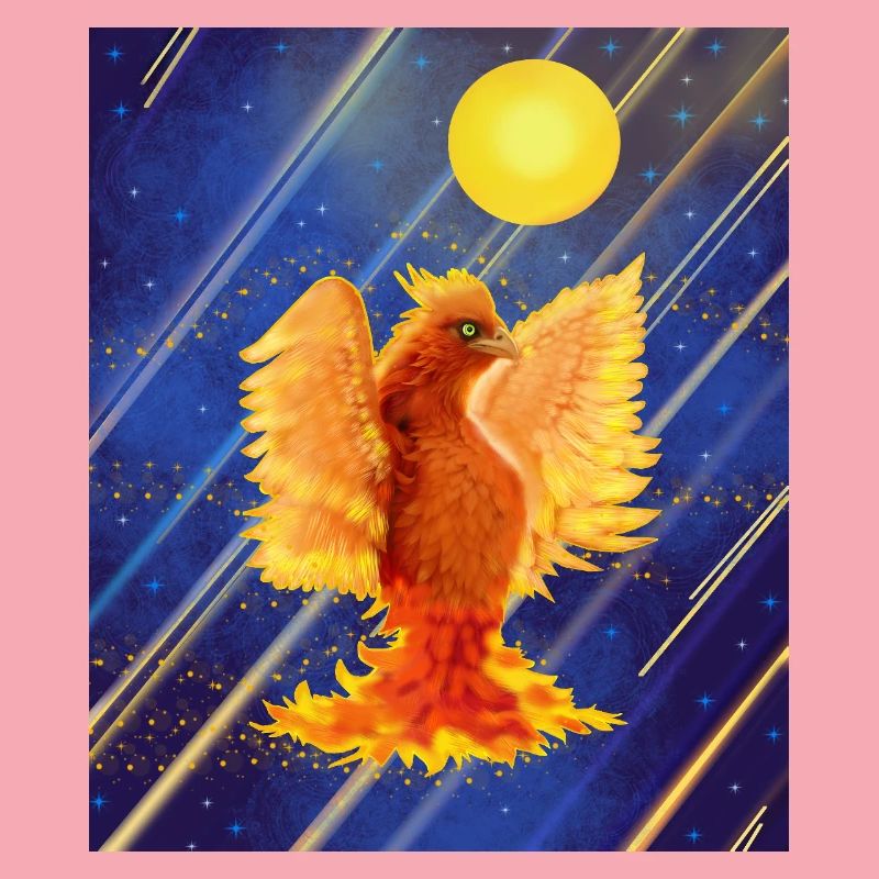 Kosmisch leuchtender Feuervogel: Cyber-Semurg