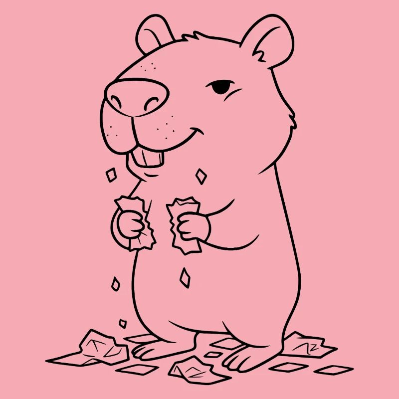 Capybara mange ses devoirs