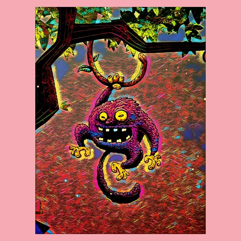 Purple monkey in a tree