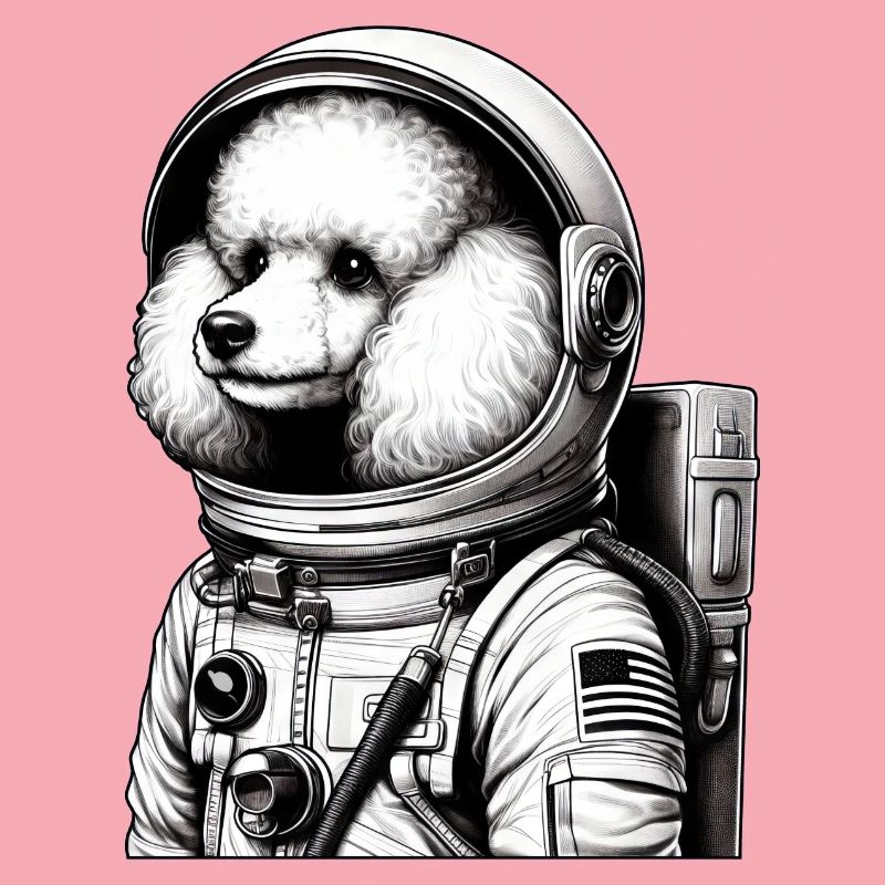 Caniche astronaute dans l’espace émerveillé