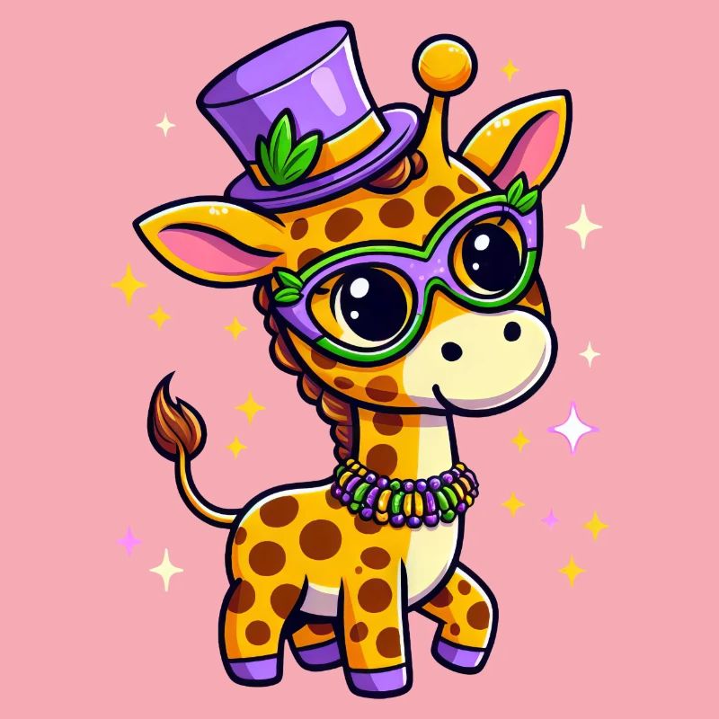 Süße Mardi Gras Giraffe: Comic-Stil