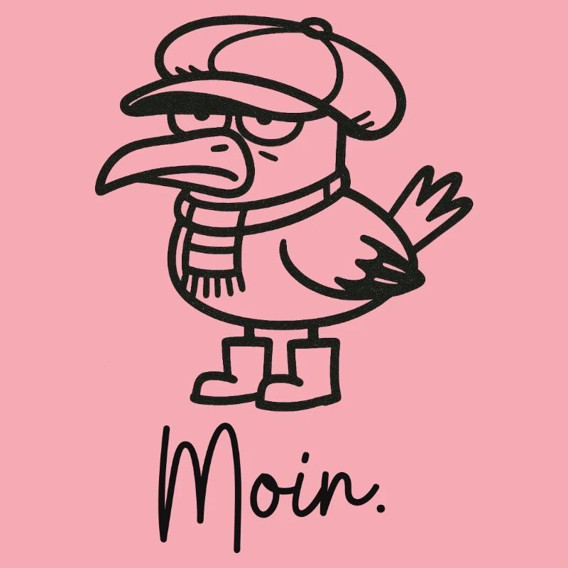 grumpy seagull with cap and moin