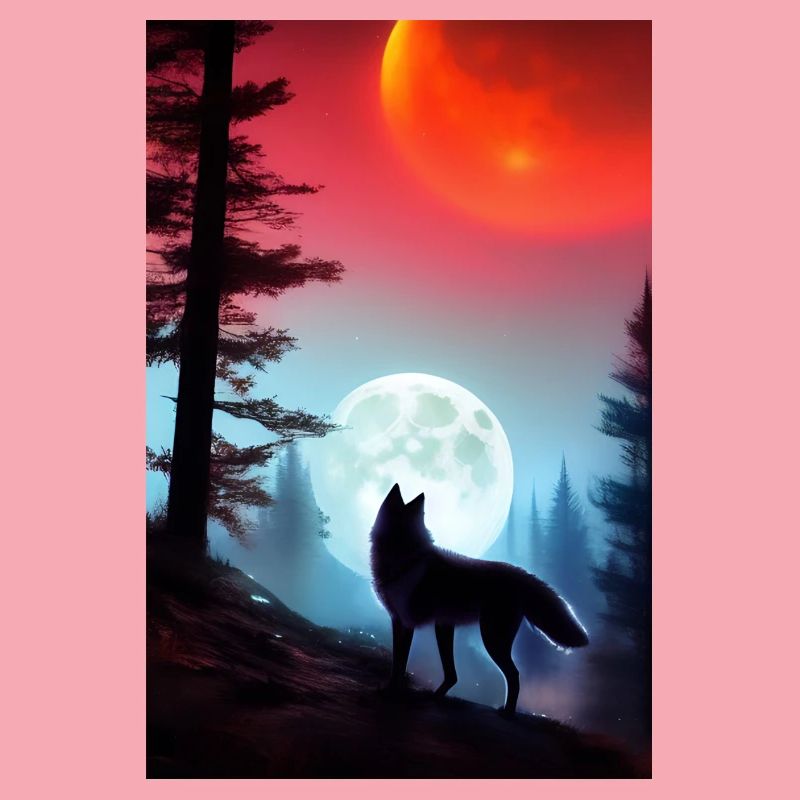 Wolf and Moon