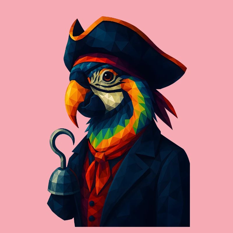 WPAP Style - Parrot Pirate with Pirate Hat