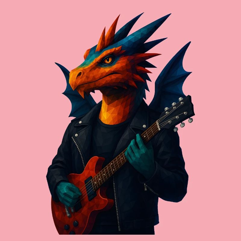 WPAP Style Animals - Guitariste Dragon