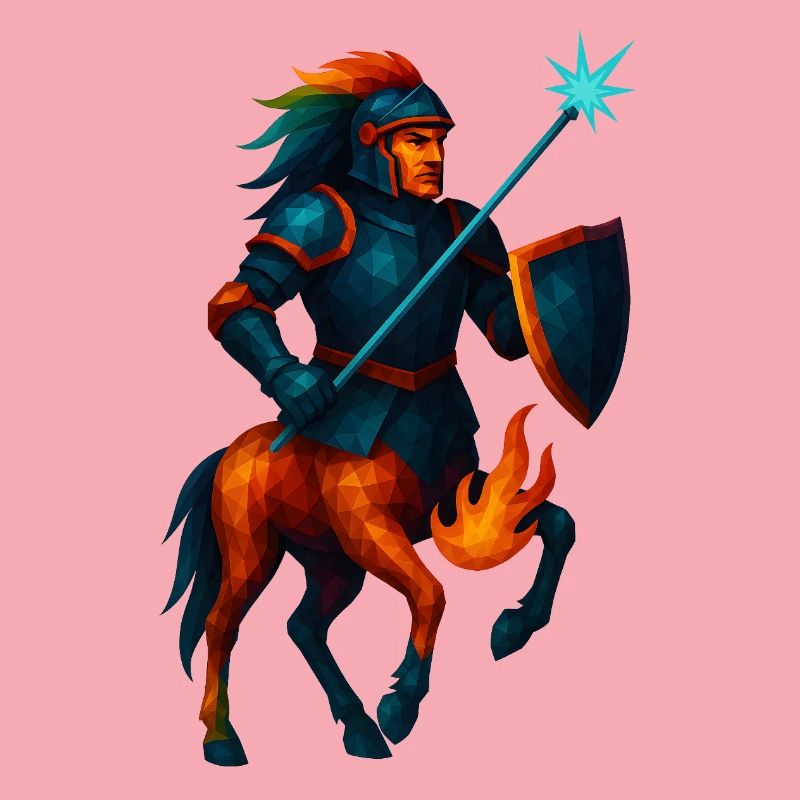 Animal de style WPAP - Centaure en armure avec lance laser