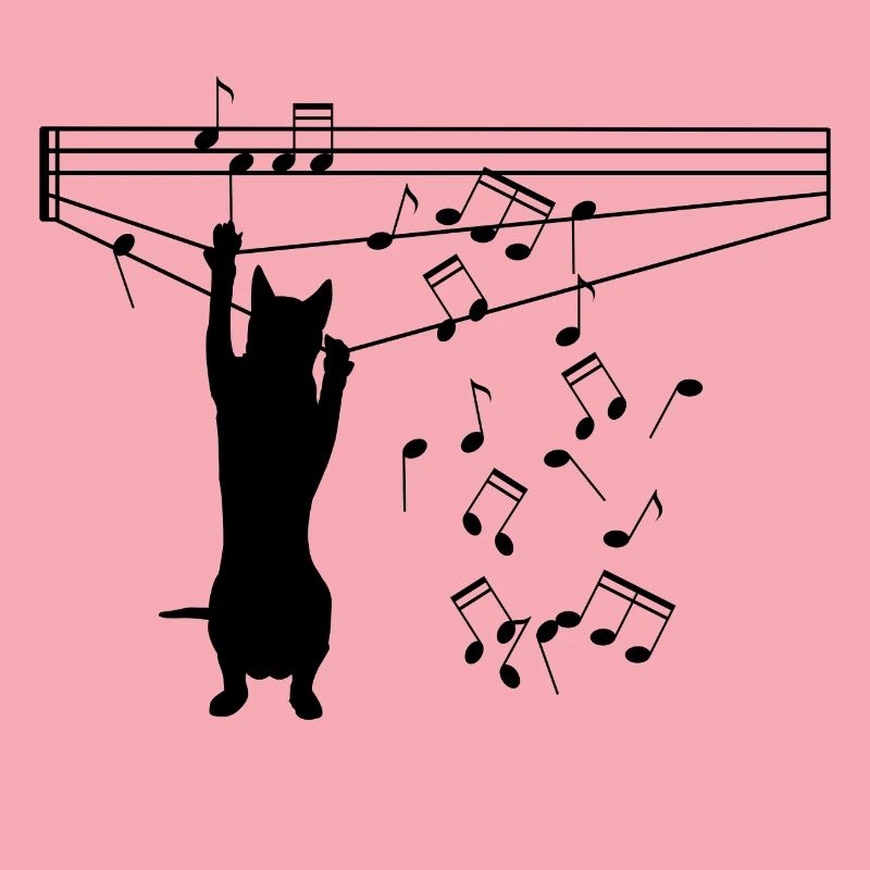 Le chat joue avec des notes