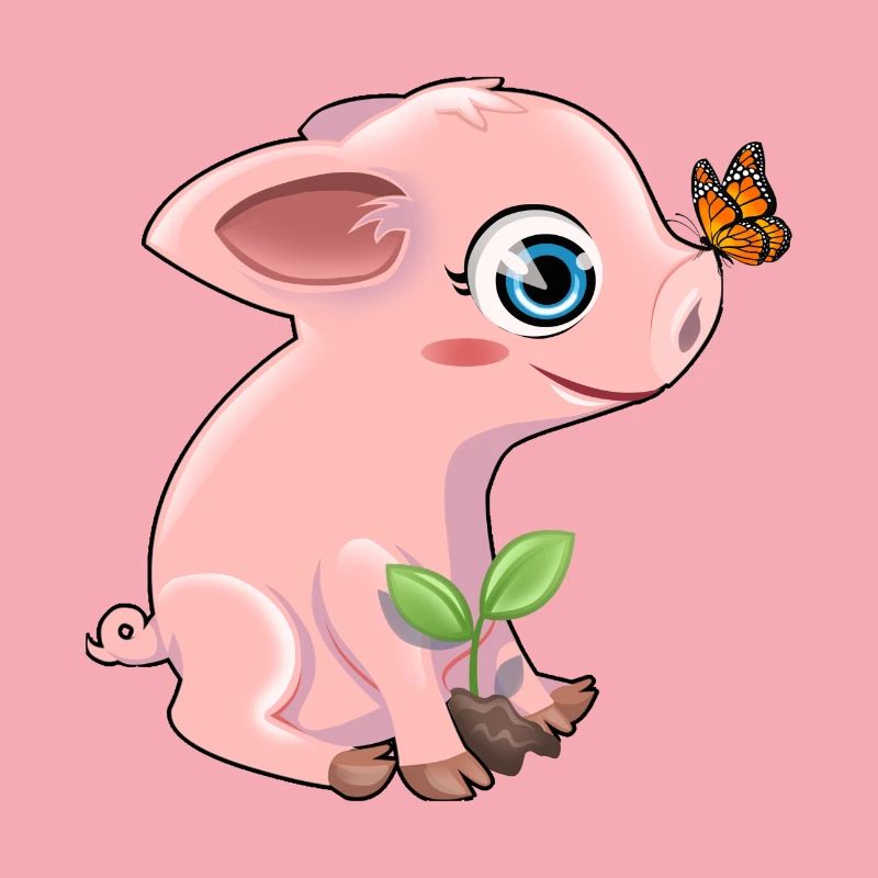 Cochon avec un papillon