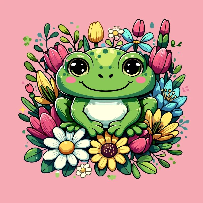 Design unique de grenouille dans la couronne de fleurs !