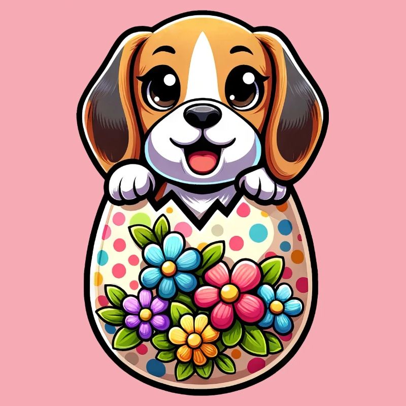 Colorful Easter Egg Beagle Hatching Design