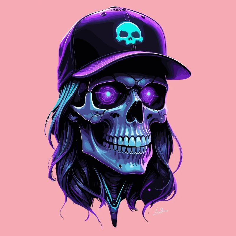 Purple Glow Skull Hippie Cap