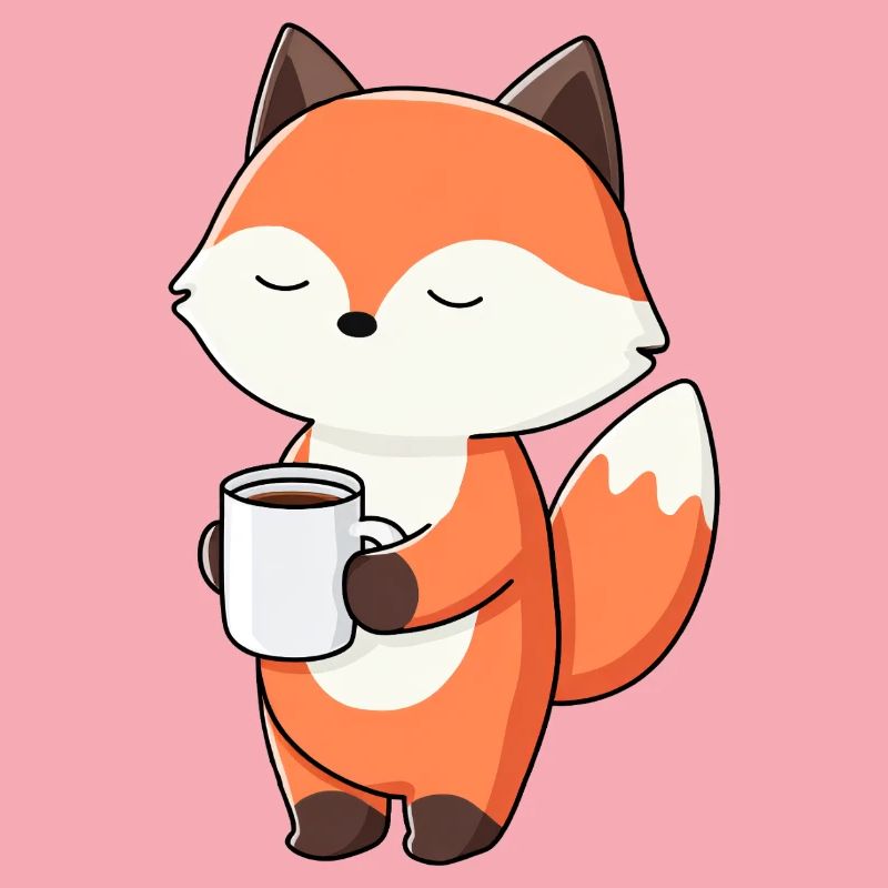 Fox with Coffee Mug Charm
