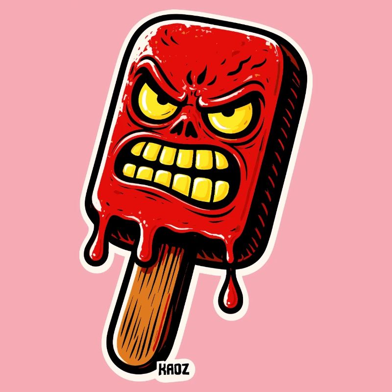 Wütender roter Eis am Stiel