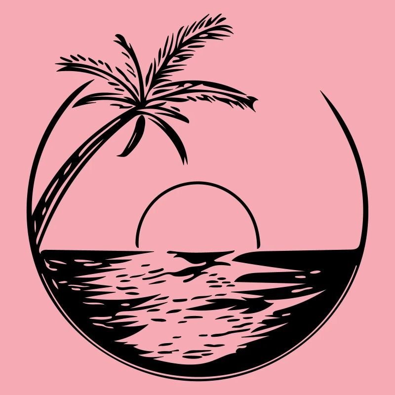 Sunset with palm tree - Vector Style