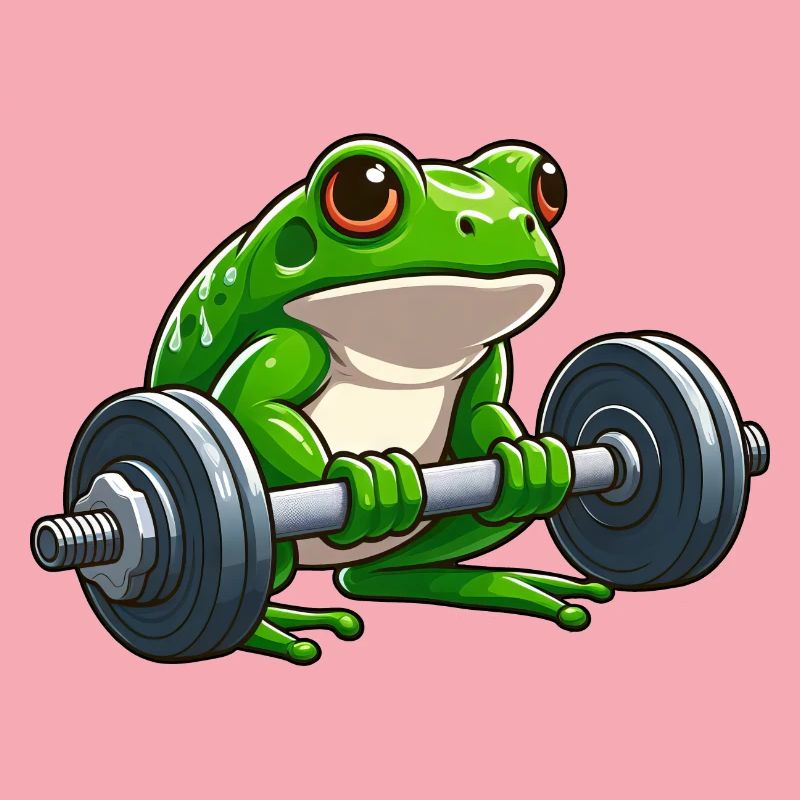 Strong frog while lifting weights