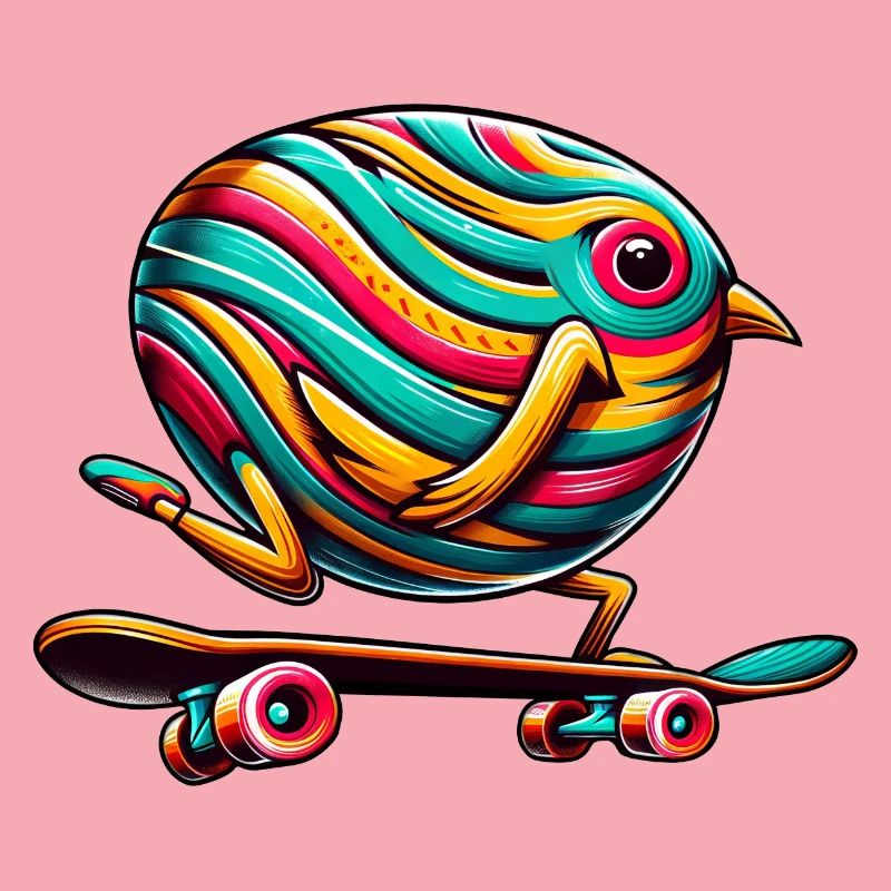 Easter Egg Skateboard Chick, Bird Skater