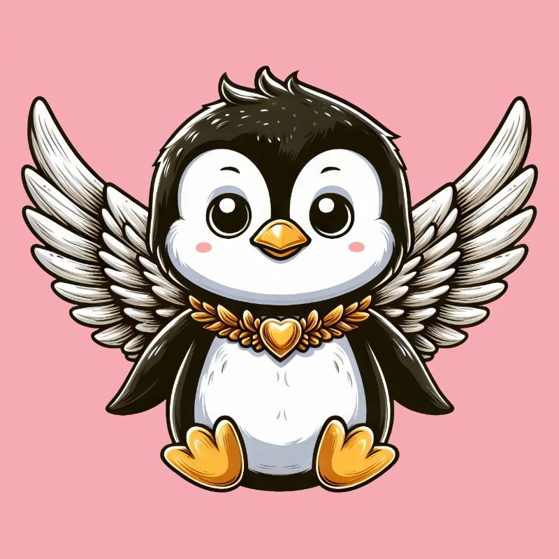 Süßer Pinguin Engel Comic Design