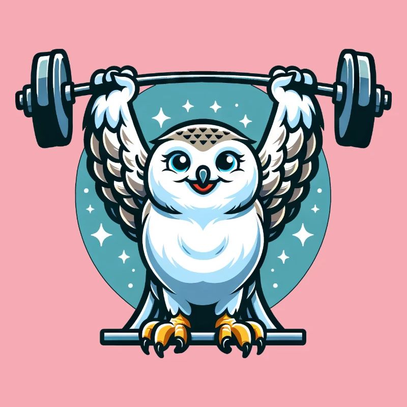 Eule als Gewichtheber: Barbell Workout