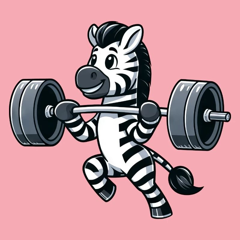 Strong zebra doing dumbbell workout