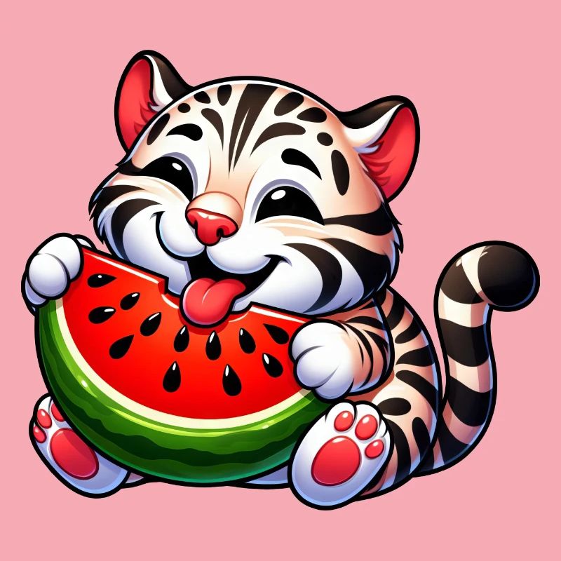 Chat Bengal Avec Pastèque Fruité Drôle