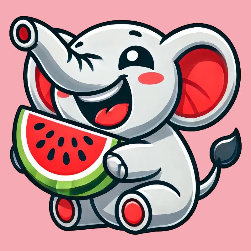 mignon éléphant pastèque fruit d’été rire