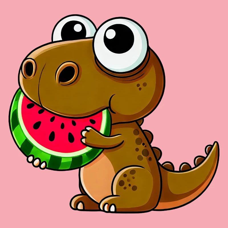 T-Rex avec Dessin animé d’été pastèque