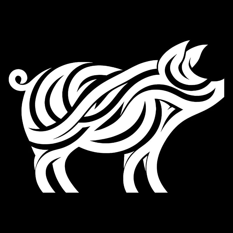 Art animalier minimaliste de silhouette de cochon