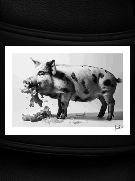 Schwein isst Salat