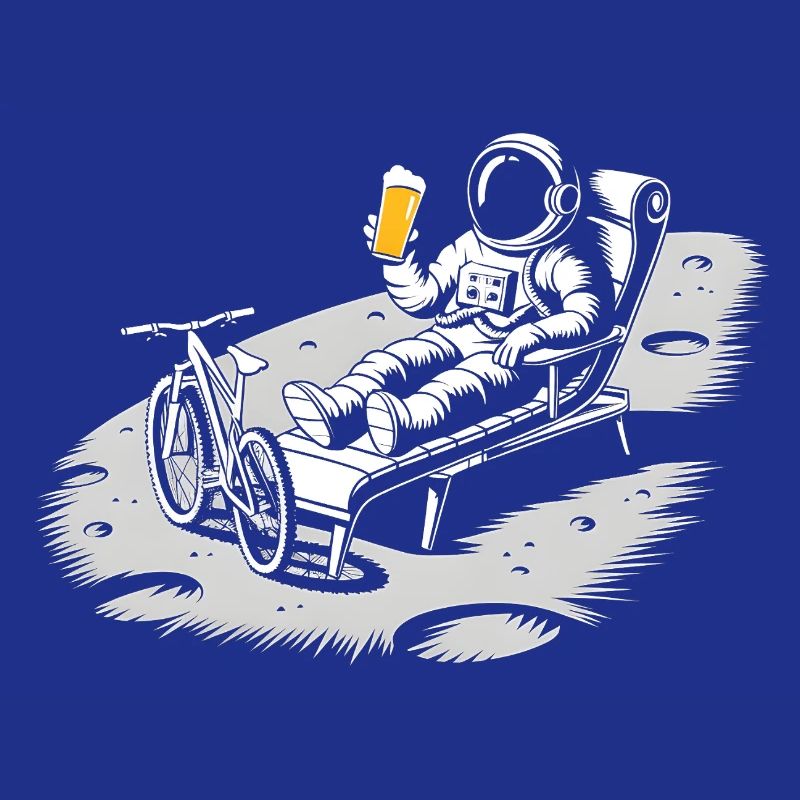Astronaut Chilling On Moon Drinking Beer