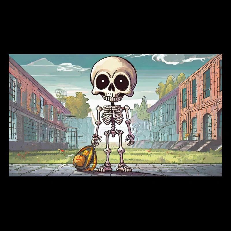 skeleton at school - young cute little monsters