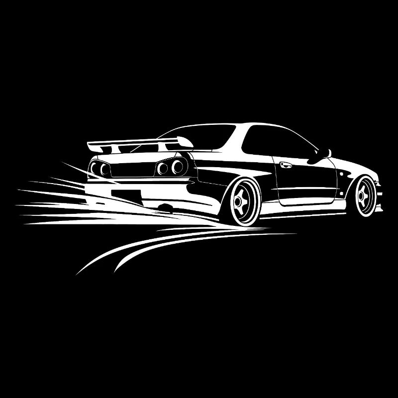 Stilisierter monochromer Drift-Rennwagen