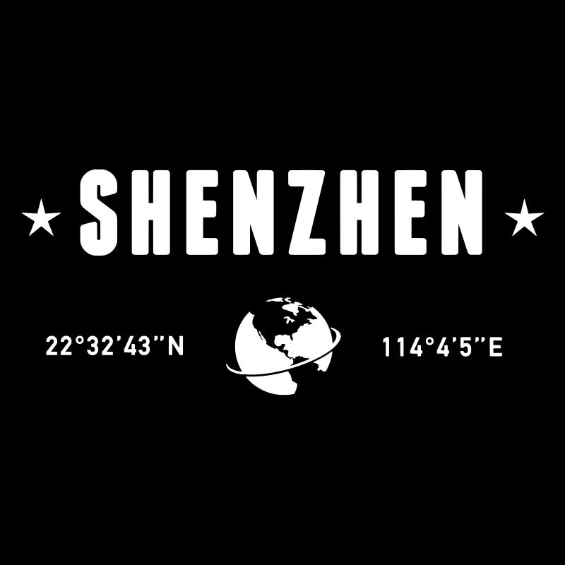 Shenzhen China Coordinates Planet Earth White