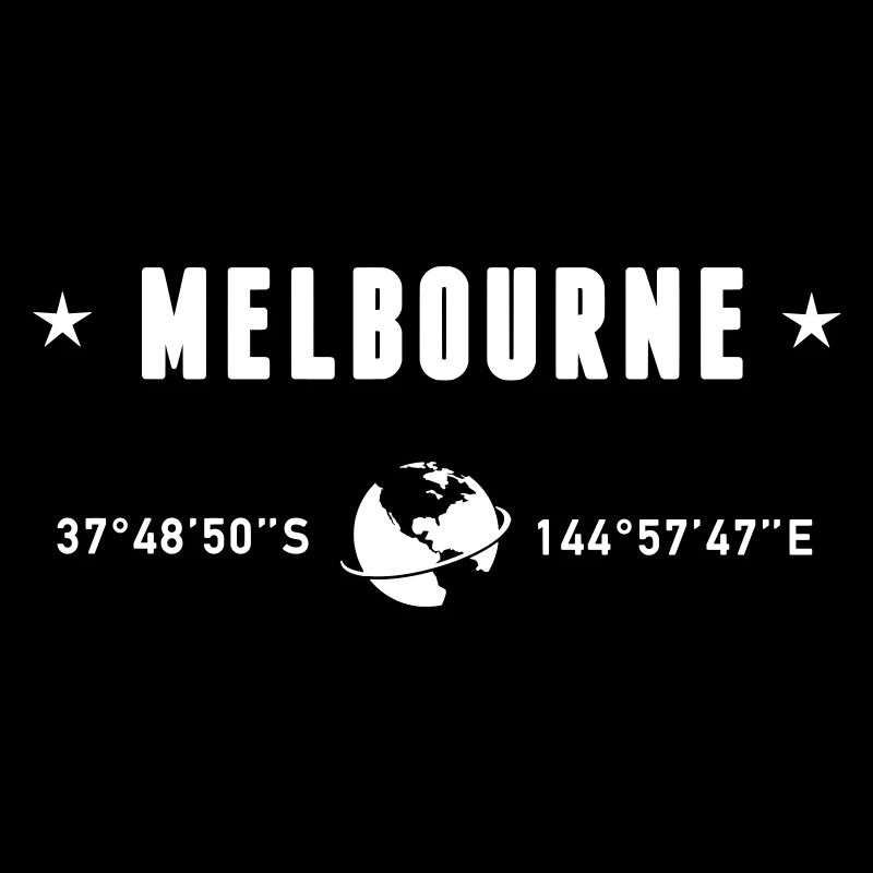 Melbourne Australia Coordinates Planet Earth White