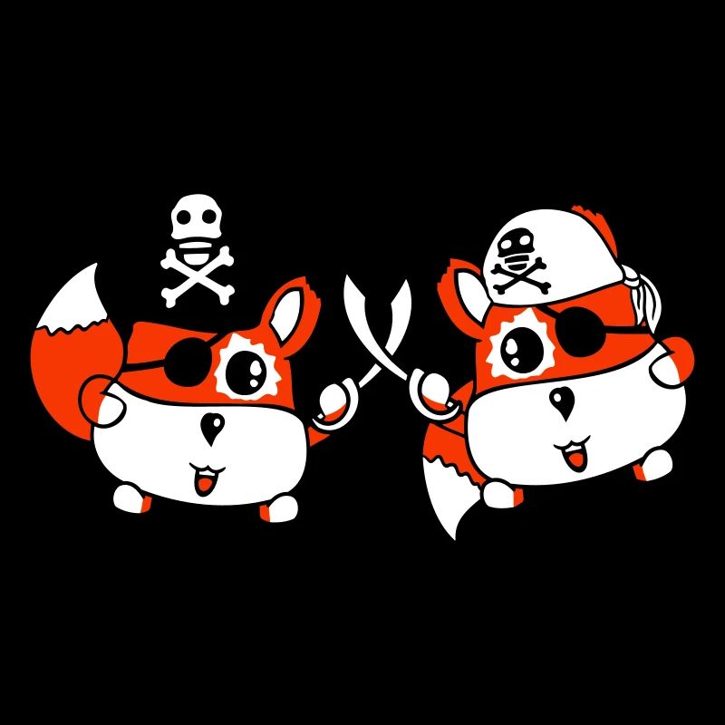 2 petit pirate mignon renards oeil sabre duel