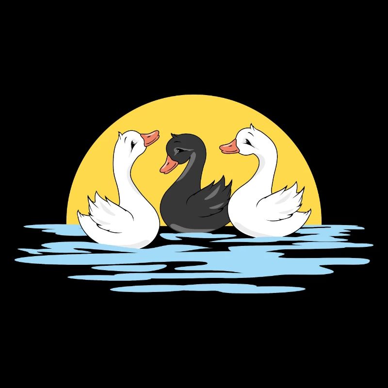Three cute swimming baby swans