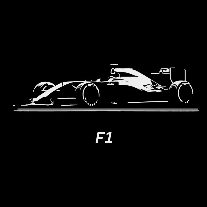 F1-Rennwagen-Silhouette auf Schwarz