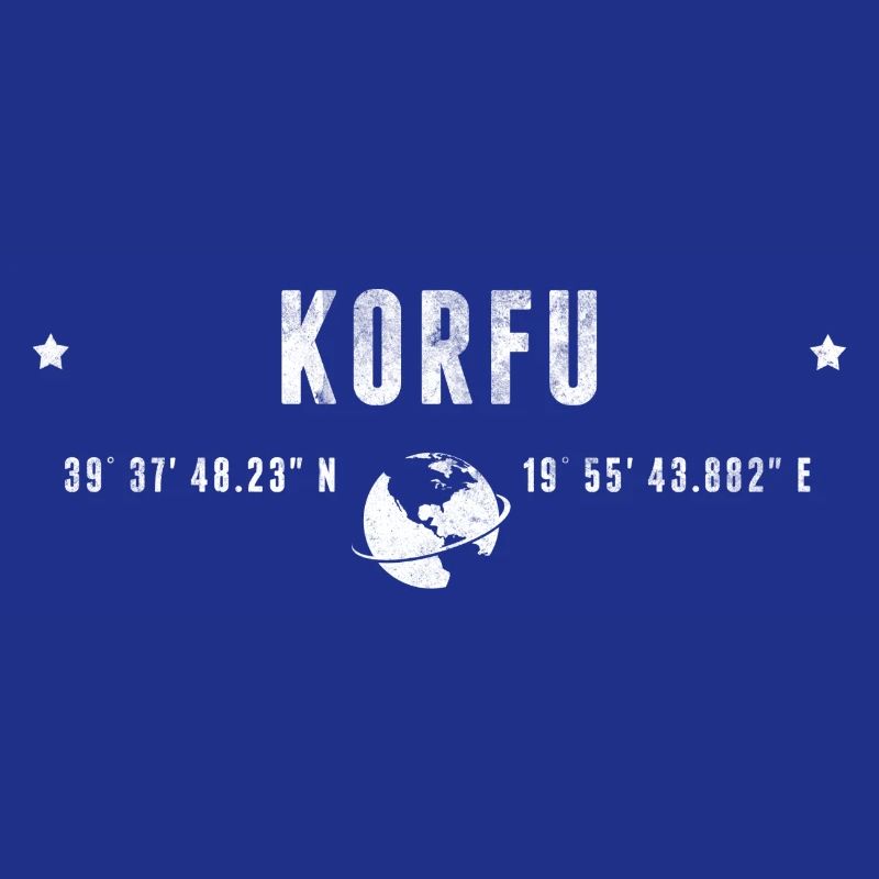 Corfu Stylized Geographical Coordinates