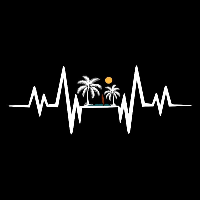 Surfer Beach Palm Tree Heartbeat