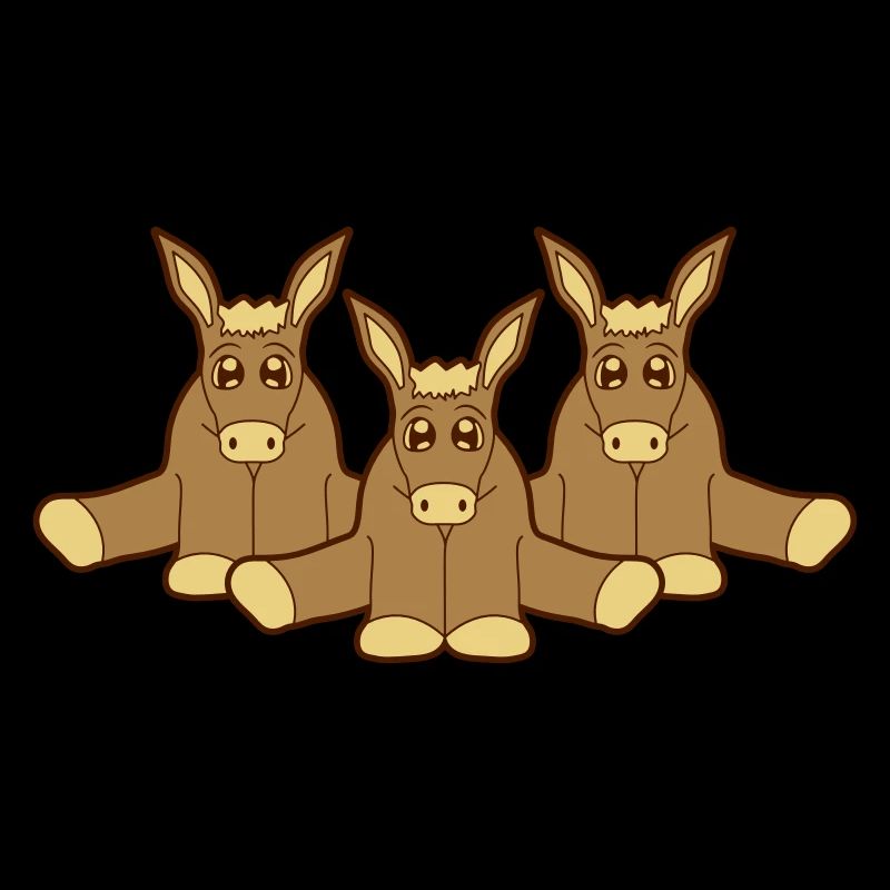 3 amis petit bébé mignon mignon assis âne pf