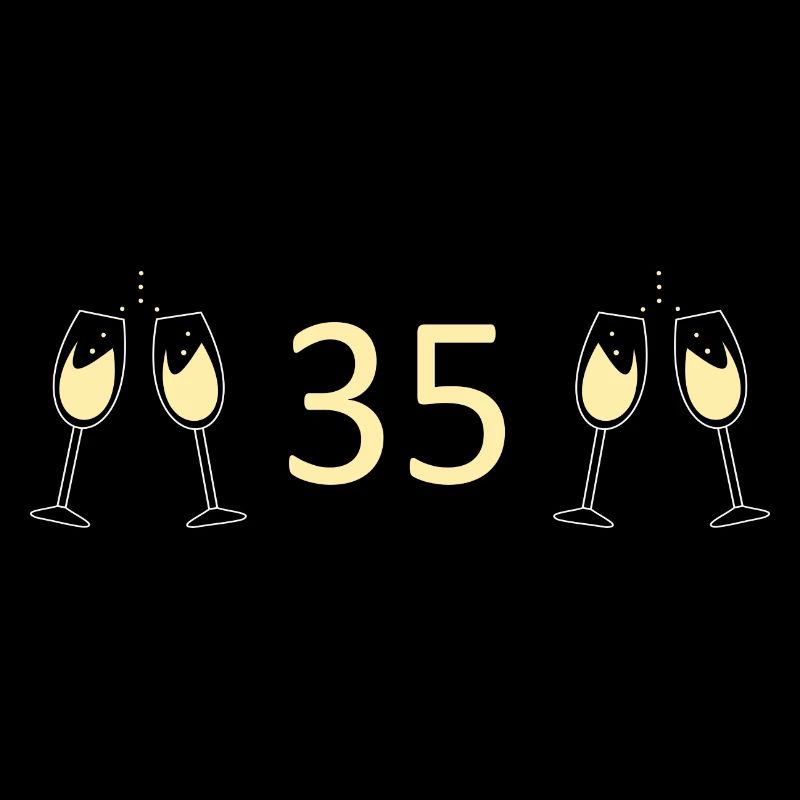 35th Birthday 35th Anniversary Number 35 white