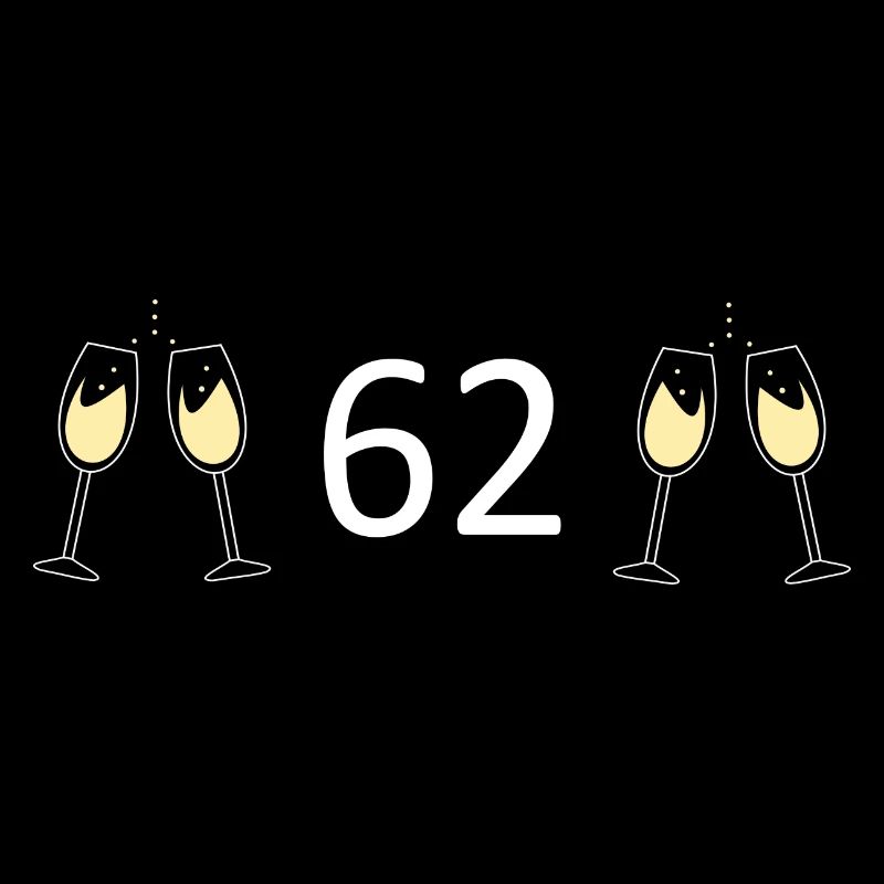 62e anniversaire 62 ans Jubilé 62 Numéro 62 blanc
