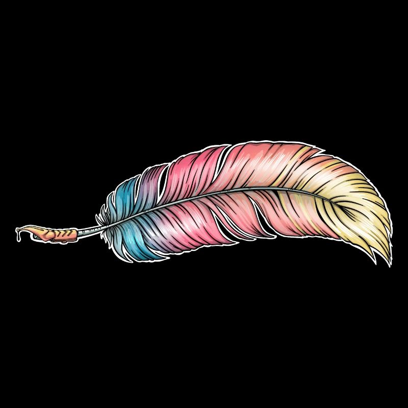 writing feather rainbow