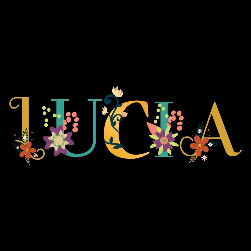 Art du nom LUCIA avec des fleurs brodées