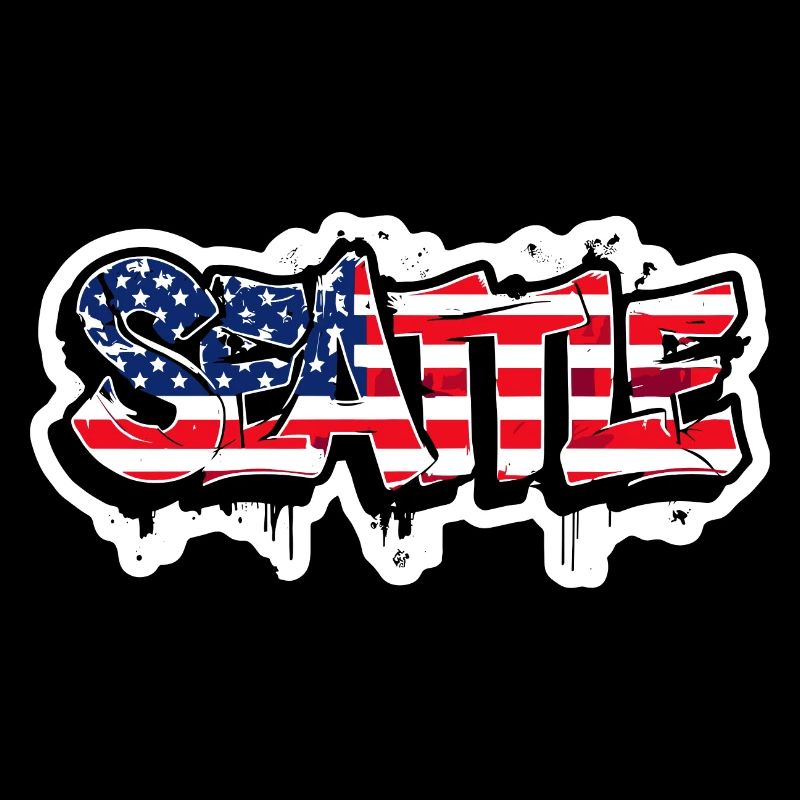 Design de Seattle dans le style graffiti avec drapeau américain