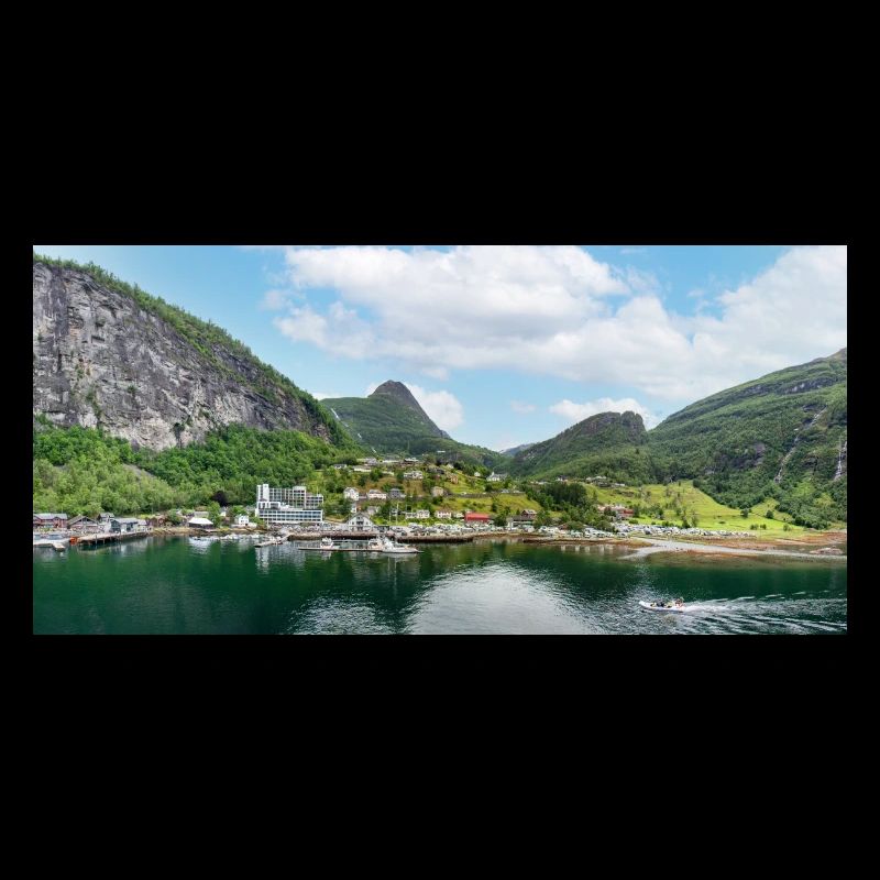 Geiranger panorama view from harbor