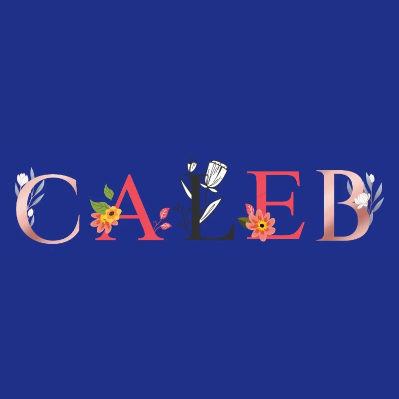 Art du nom CALEB avec fleurs brodées