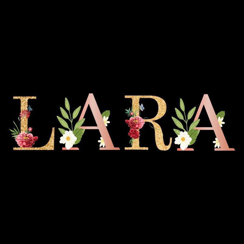 Art du nom LARA avec des fleurs brodées
