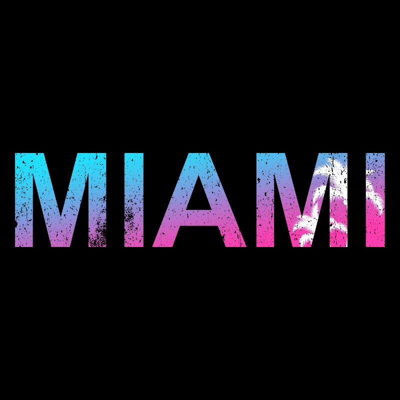 Miami Neon Palm Trees Sunset